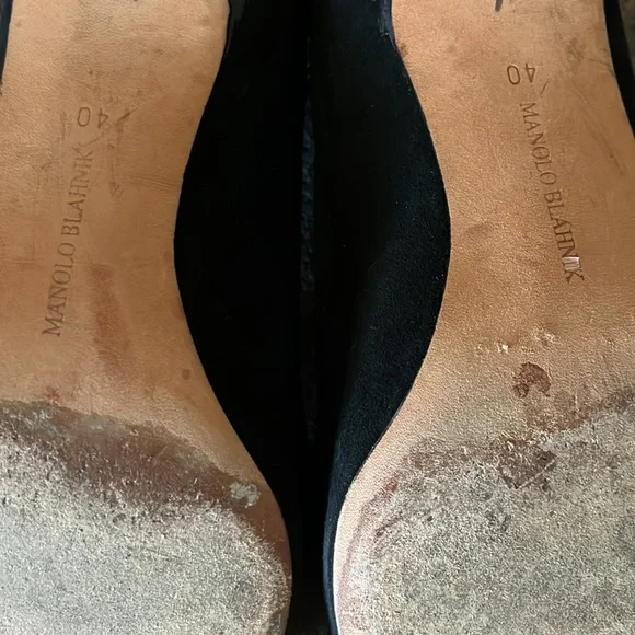 Manolo Blahnik Black Suede Pointed Kitten heel pump size 40 - Picture 4 of 5